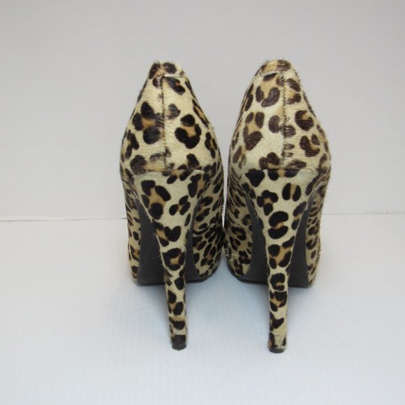 Kelsi Dagger Calf Hair Leopard Print Platform Stiletto Heels - Picture 4 of 10